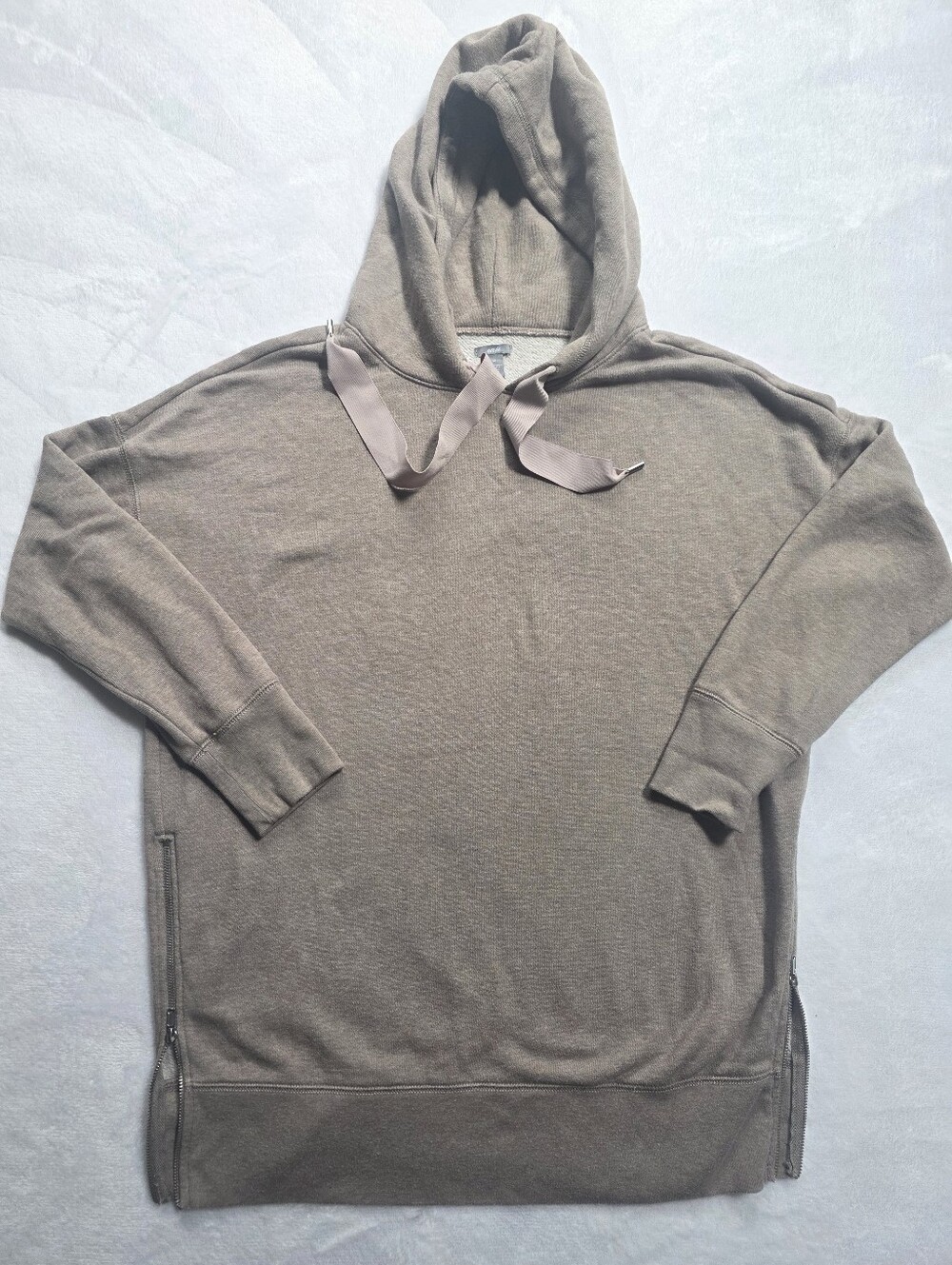 Aerie Oversized Side Zip Hoodie Tunic Sweatshirt Taupe Gray Size M